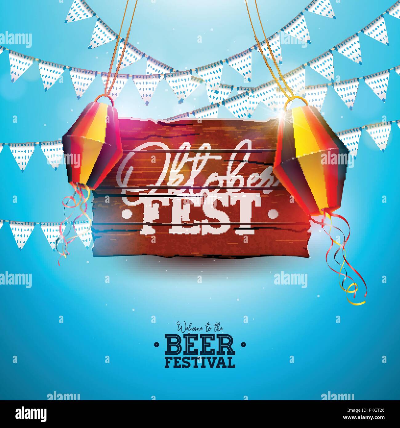 Oktoberfest Banner Illustration With Bavaria Party Flags And