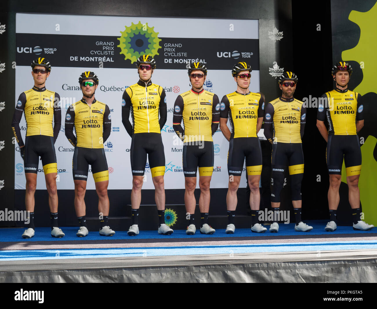 Montreal, Canada, 9/9/2018.Team Lotto Jumbo  at the Grand Prix Cycliste race in Montreal. Stock Photo