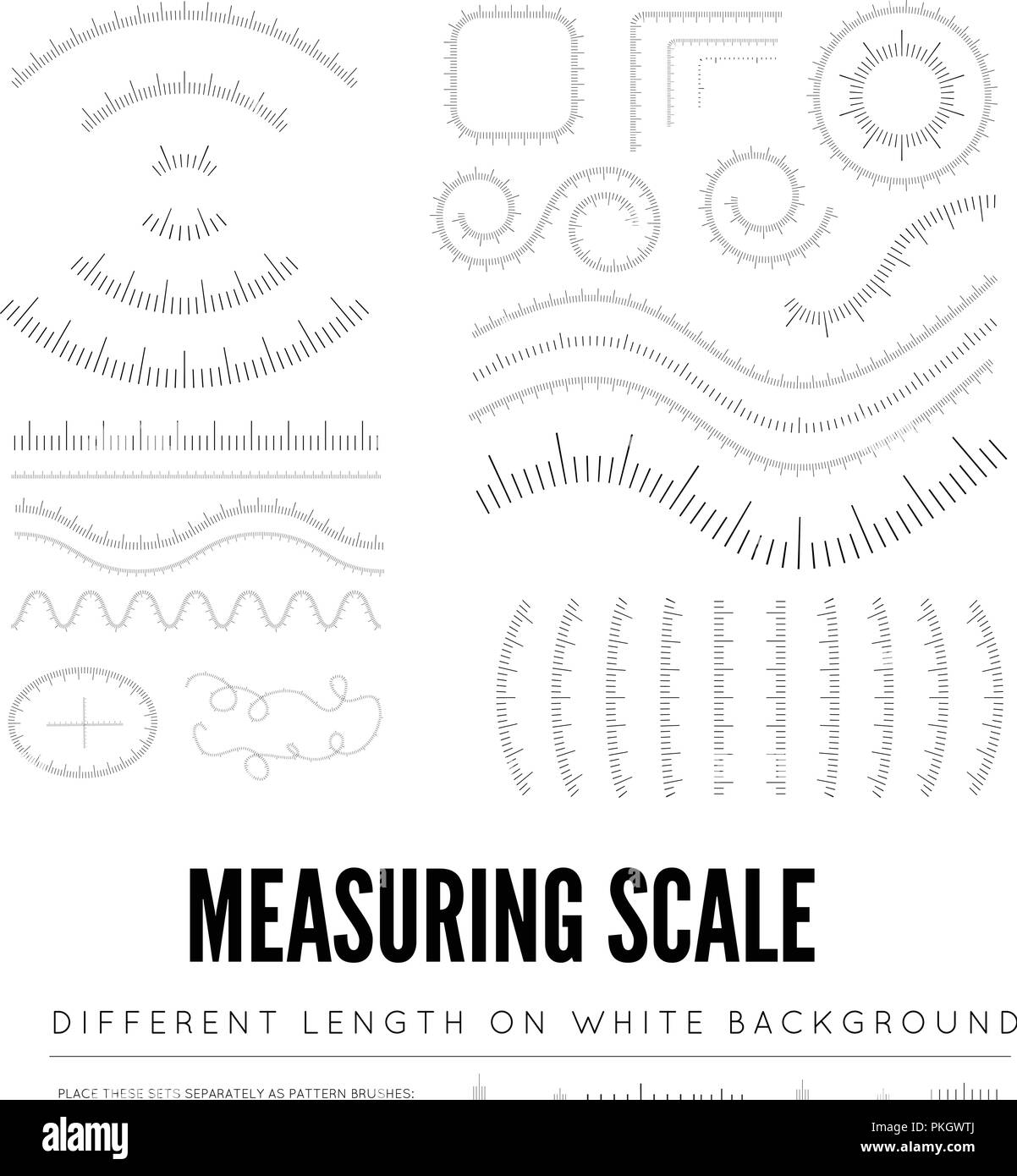 Measuring rulers of different scale, length and shape. Vector elements Stock Vector