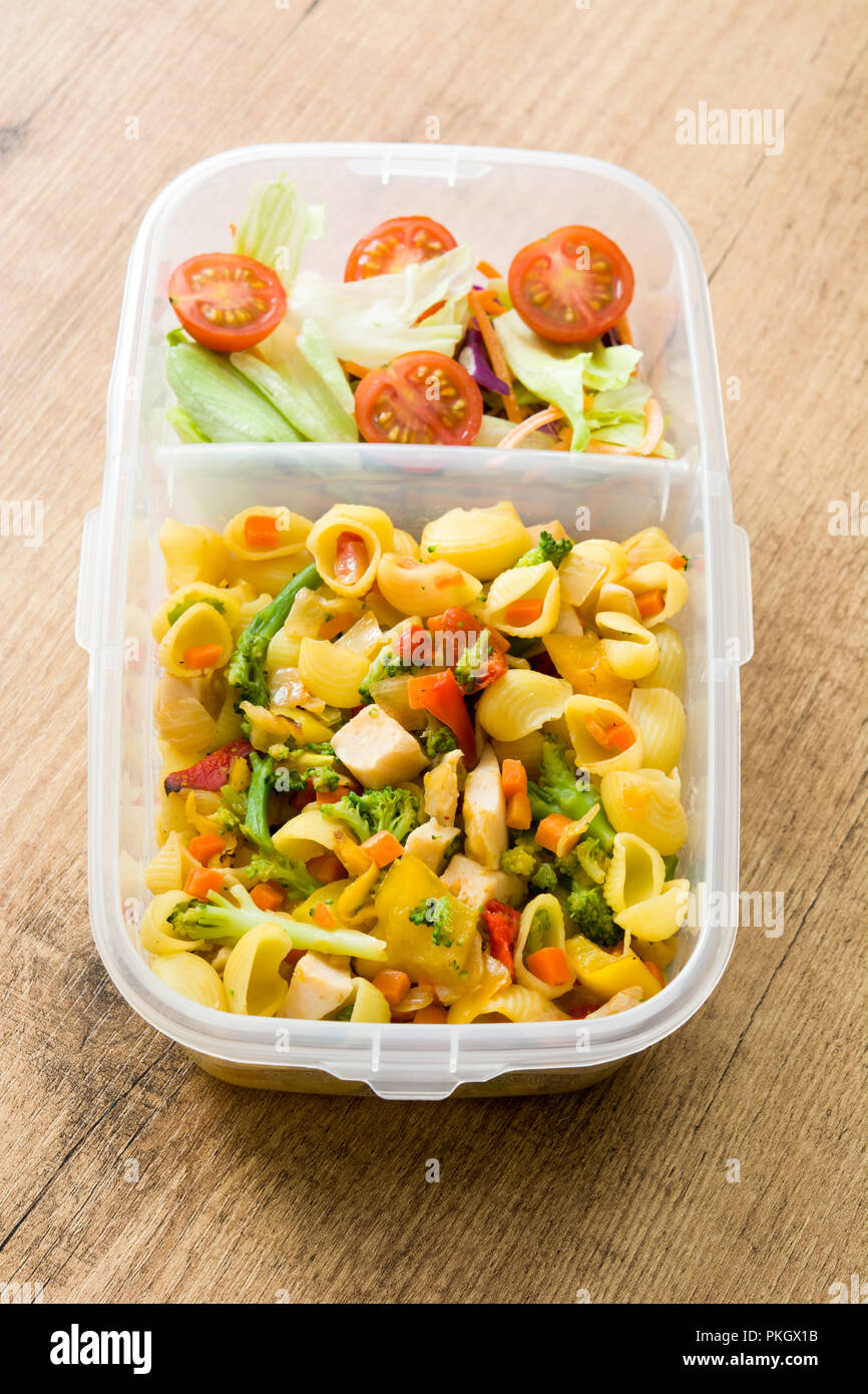 Healthy Meal Prep Containers with Pasta Salad, Vegetables, Chickpea and  Fruit on White Background Stock Photo - Image of container, pasta: 121419848