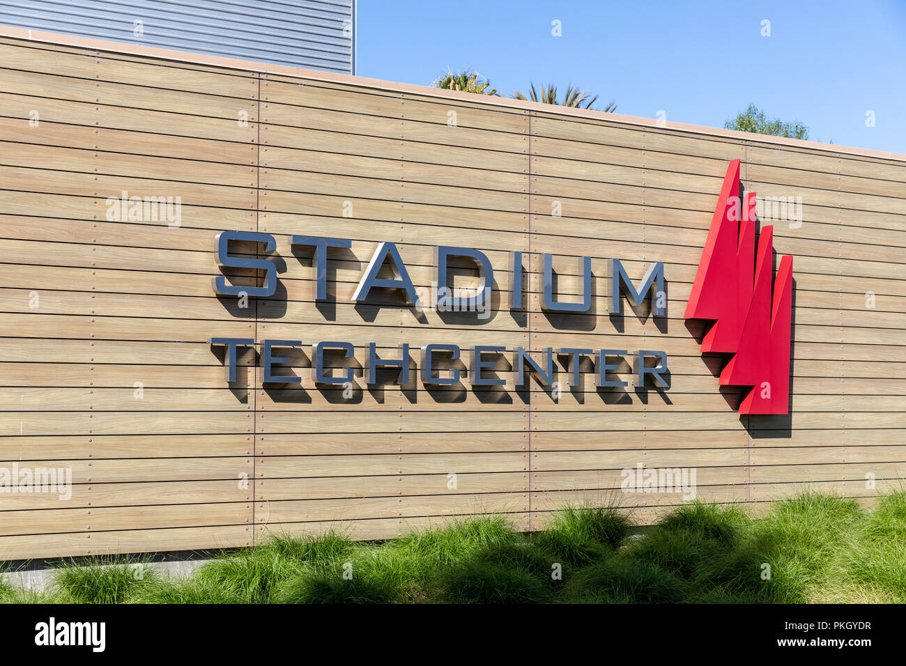 Stadium Techcenter, sign; Santa Clara, California, USA Stock Photo