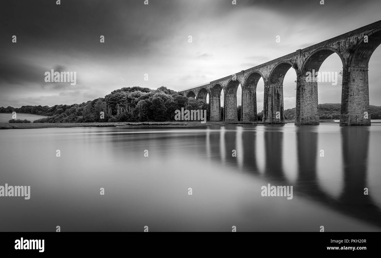 Viaduct Reflections, St Germans, Cornwall Stock Photo