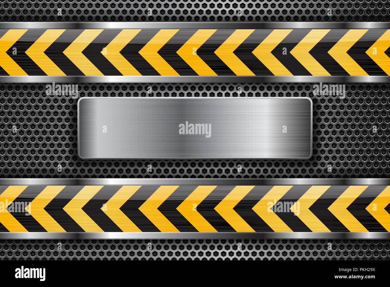 Under construction background. Metal texture with yellow elements Stock Vector