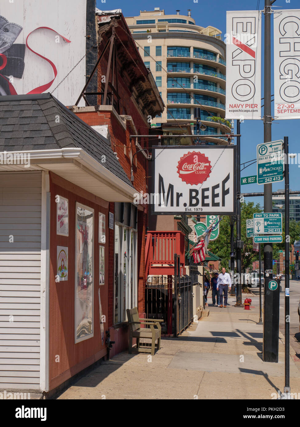 Mr. Beef Hot Dogs. Chicago, Illinois. Stock Photo