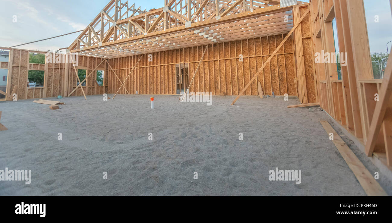 Sand Making Large Building Large sand ground in construction zone building Stock Photo - Alamy