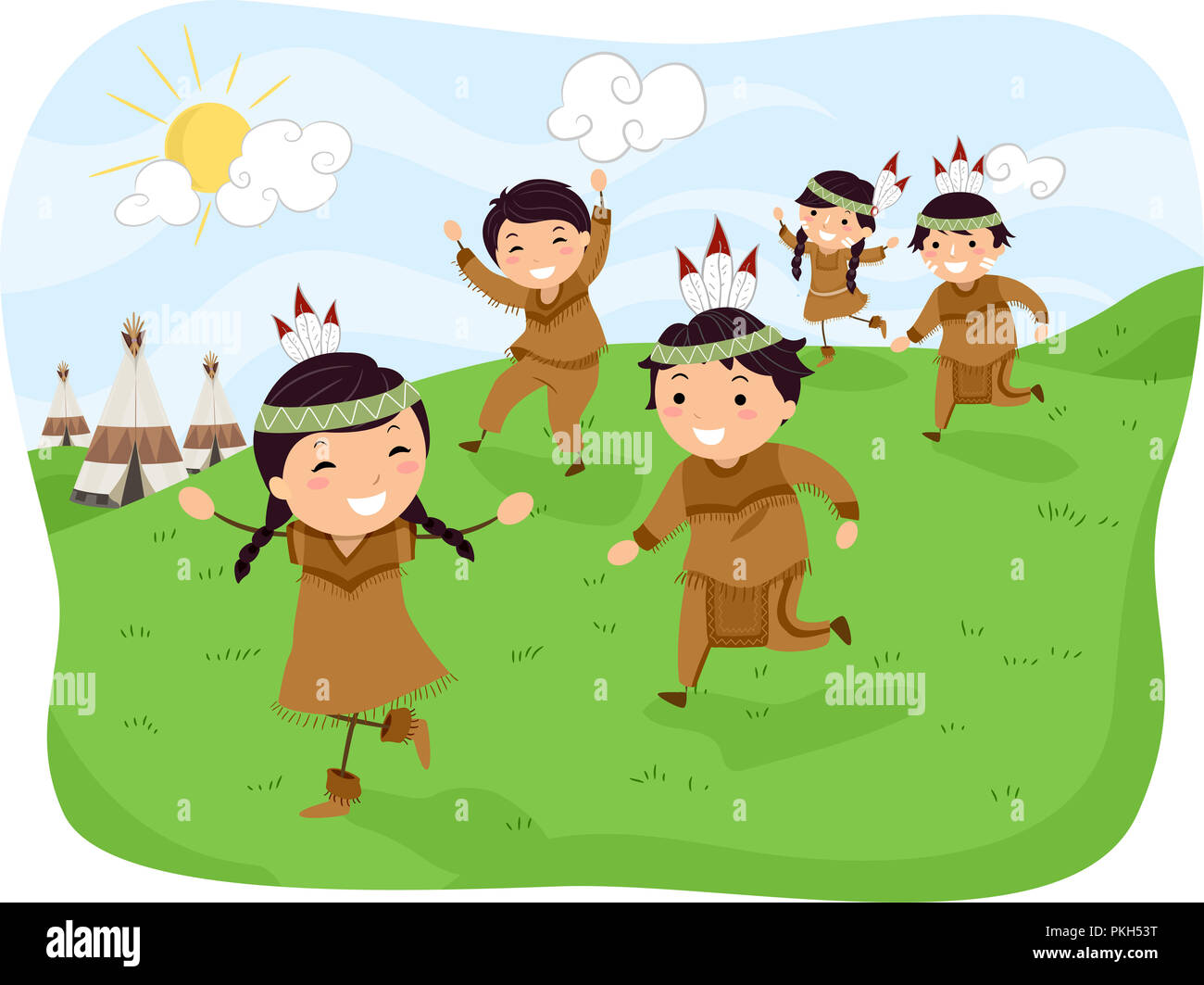 native american kid clipart of kids