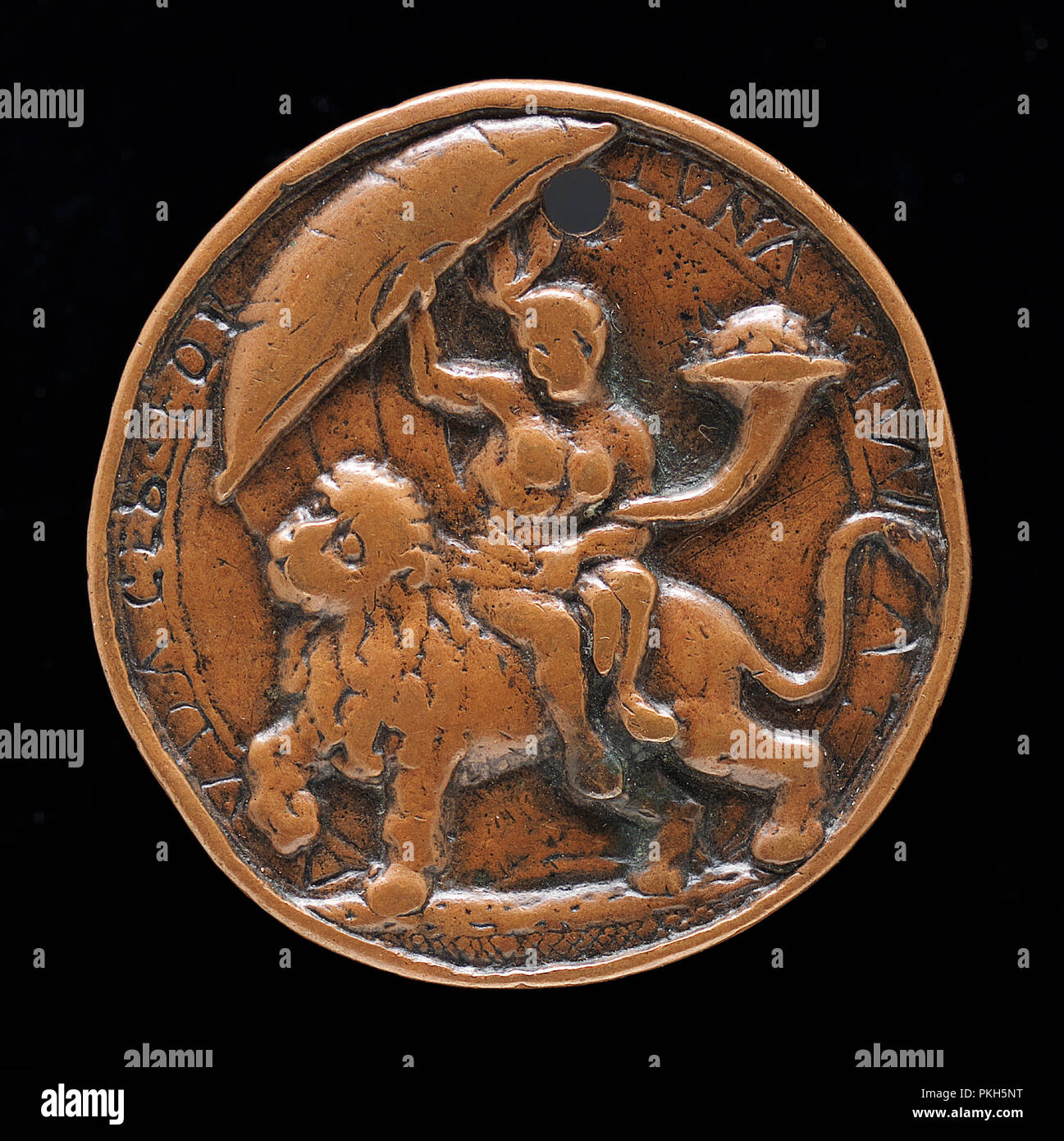 Allegory of Fortune. Dated: c. 1475. Dimensions: diameter: 4.55 cm (1 13/16 in.). Medium: bronze. Museum: National Gallery of Art, Washington DC. Author: Circle of Gianfrancesco Enzola. Stock Photo