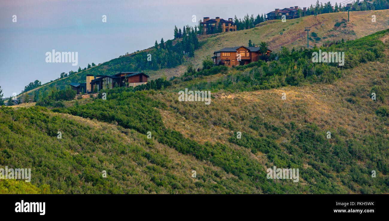 Luxury homes on hillside in Park City copy space Stock Photo - Alamy