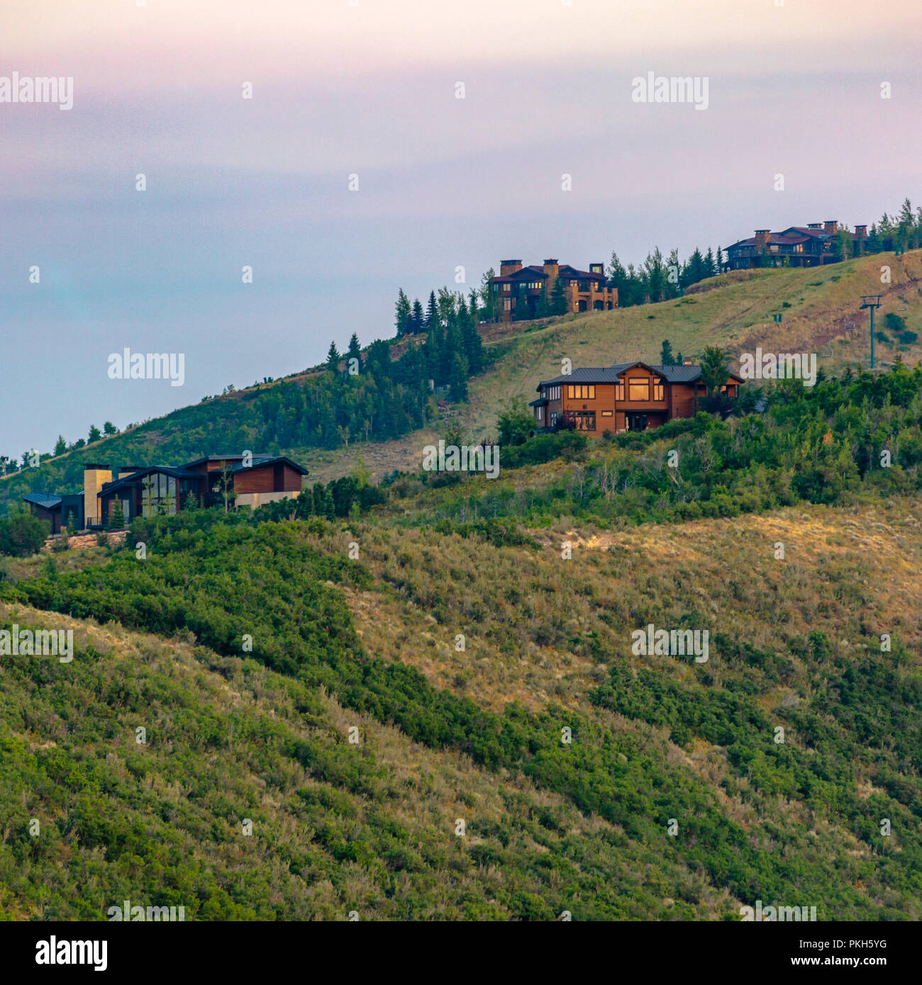 Luxury homes on hillside in Park City square Stock Photo - Alamy