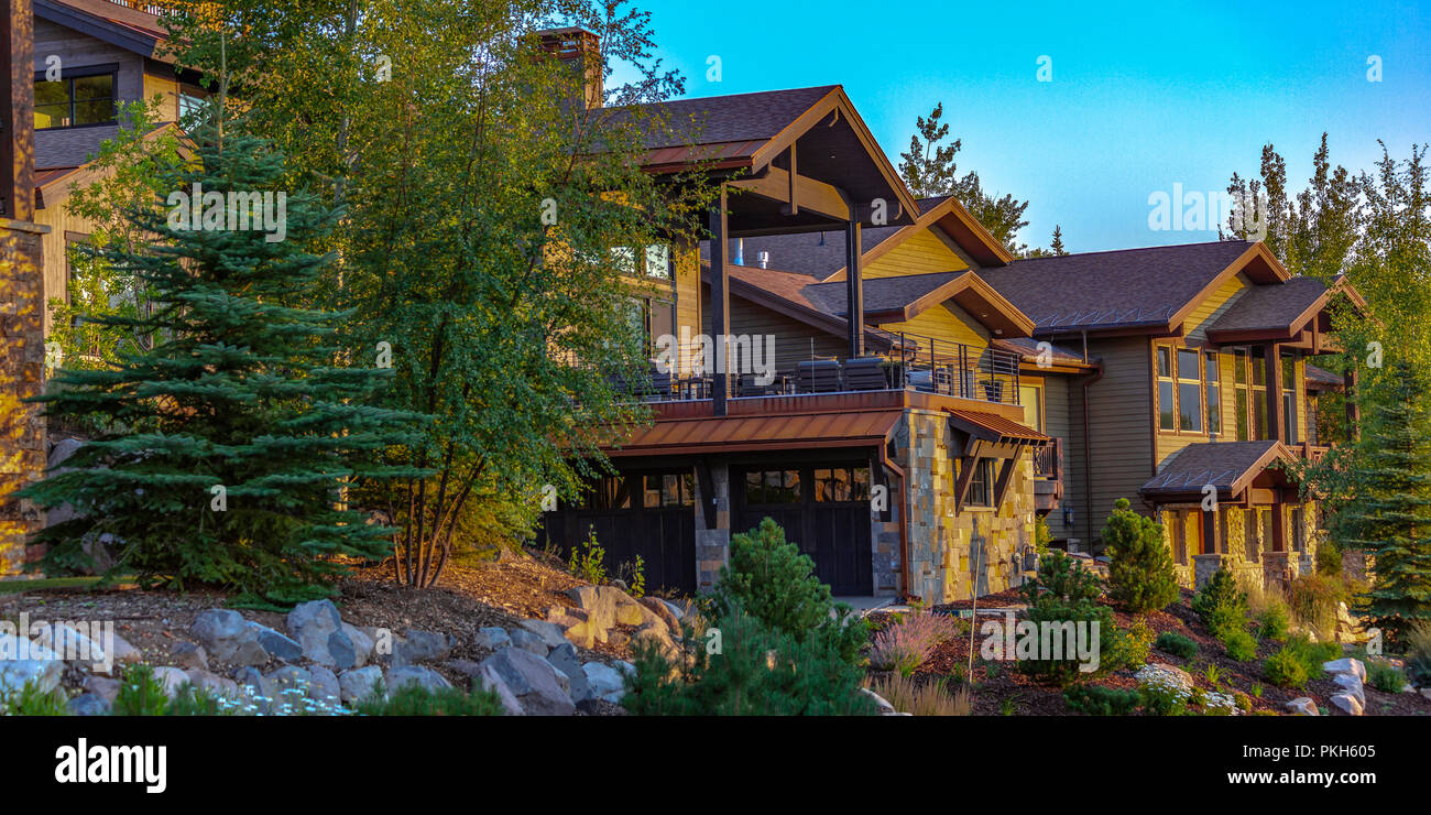 Luxury homes side by side in Park CIty pano Stock Photo - Alamy