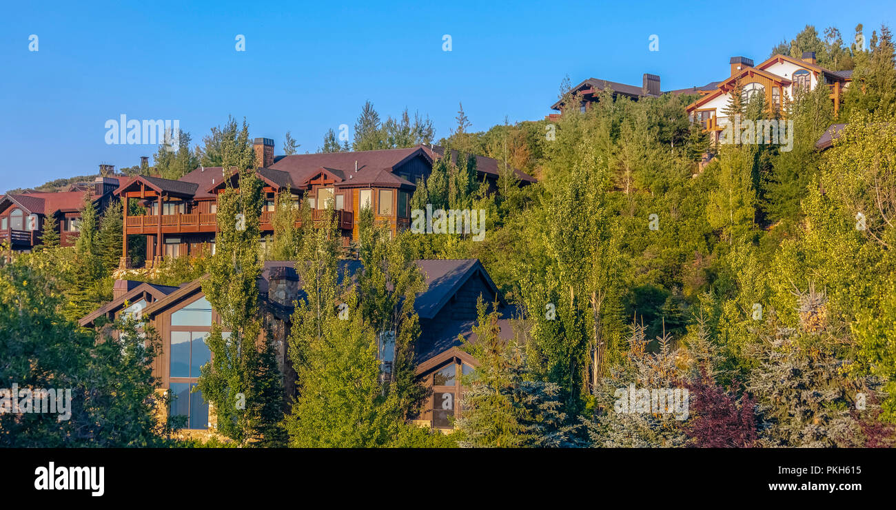 Luxury homes with sunset lighting Park City pano Stock Photo - Alamy