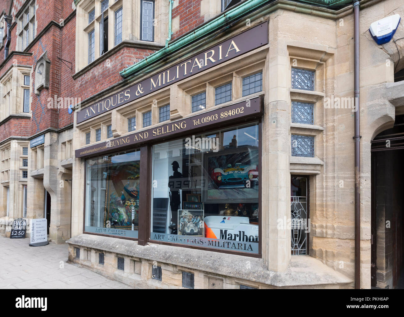 Antiques and Militaria shop in Arundel, West Sussex, England, UK. Stock Photo