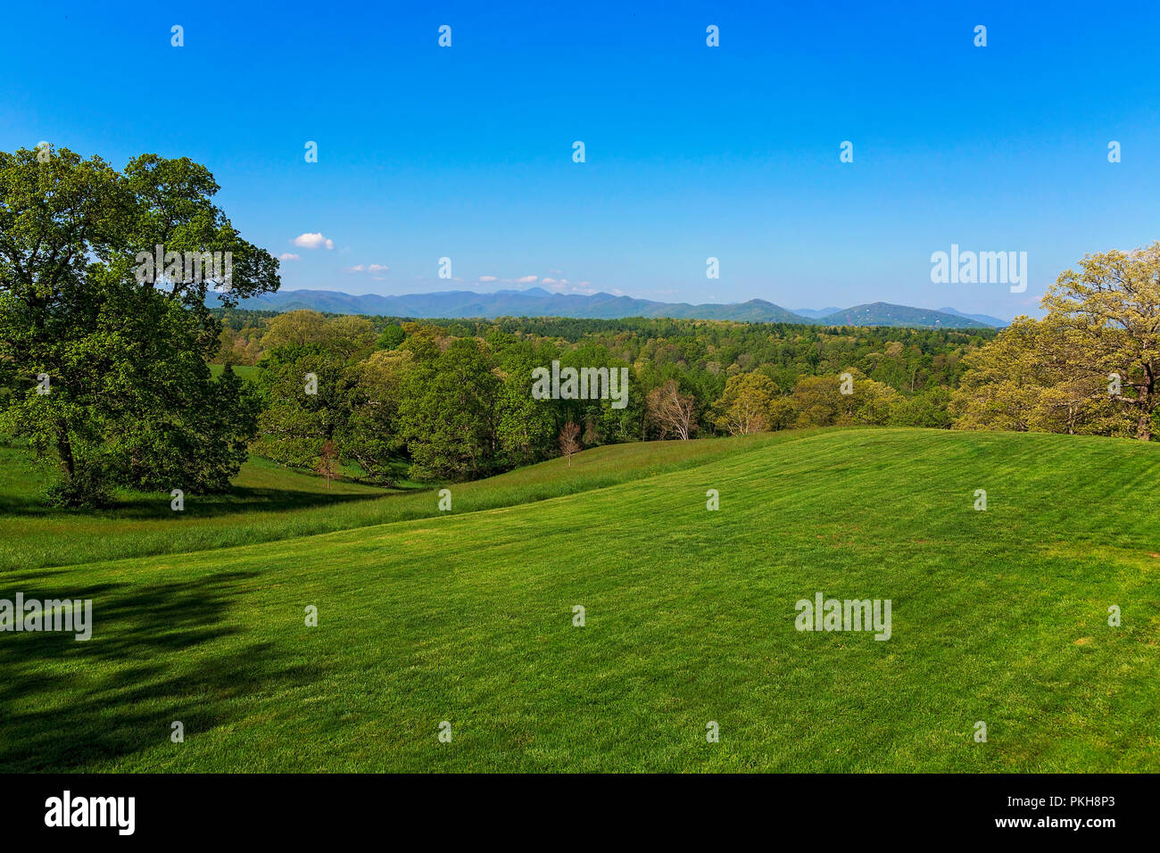 A quiet and serene landscape shot of Biltmore estate in North Carolina Stock Photo