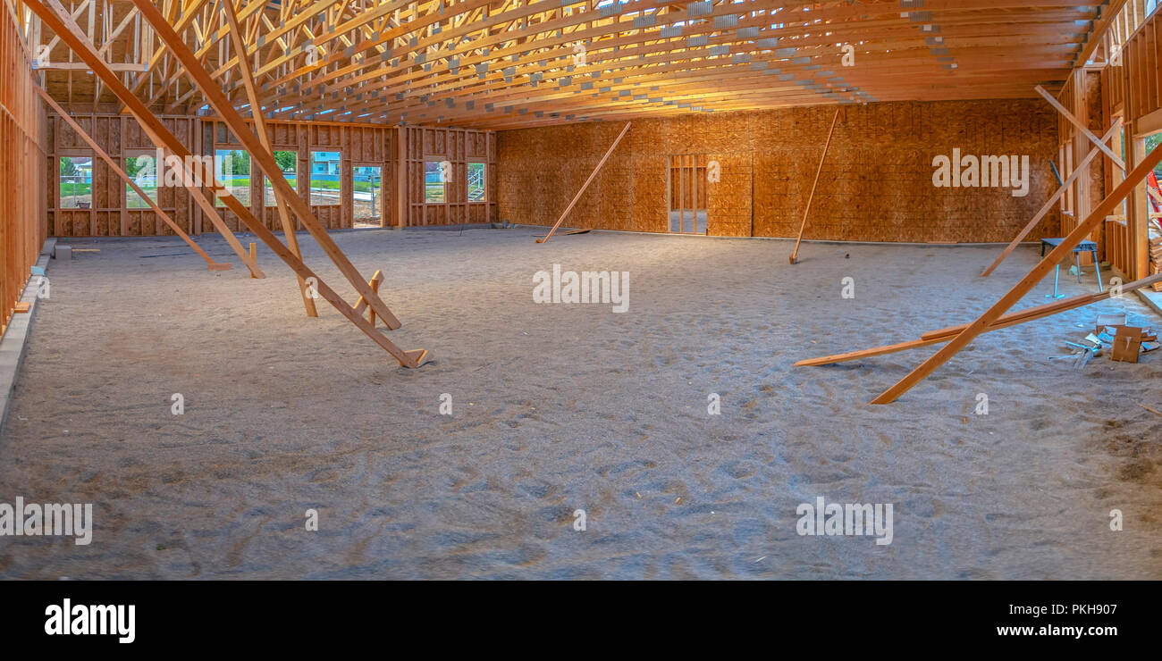 The interior wide angle new development wide pano Stock Photo - Alamy