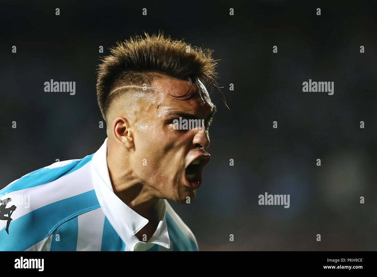 Lautaro Martinez celebrating a goal for Racing in Buenos Aires, Argentina Stock Photo