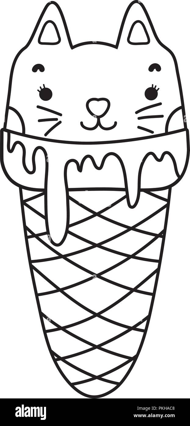 outline kawaii sweet cat ice cream Stock Vector Image & Art - Alamy
