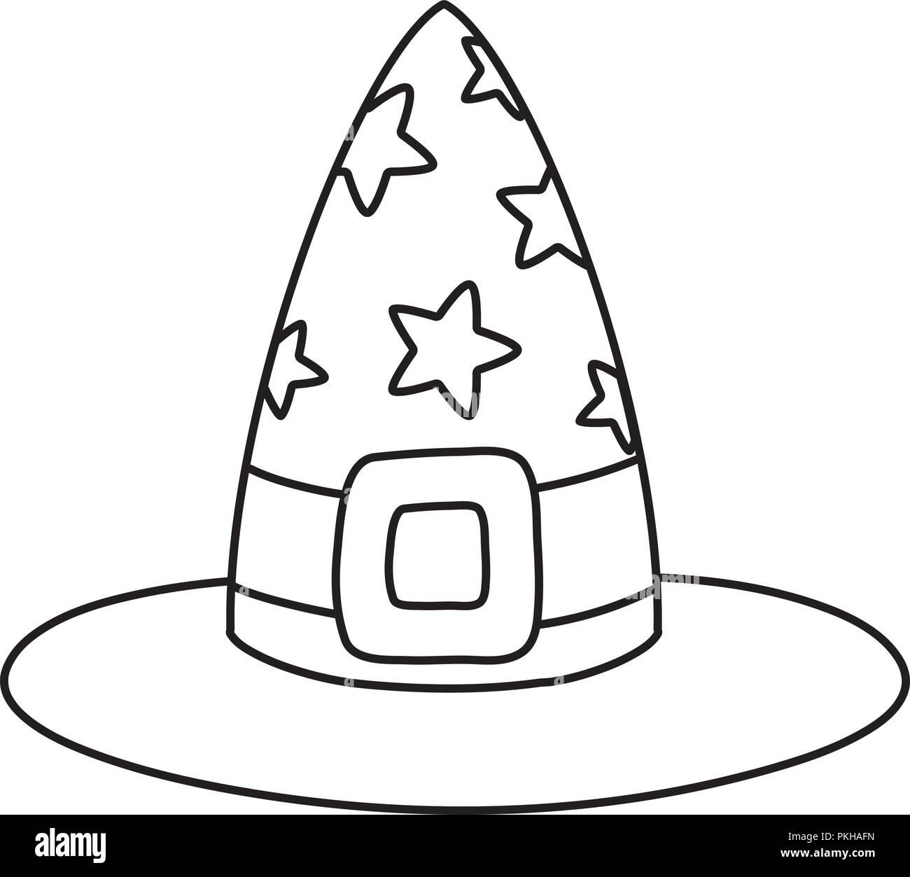 outline witch hat with stars and ribbon style Stock Vector Image & Art