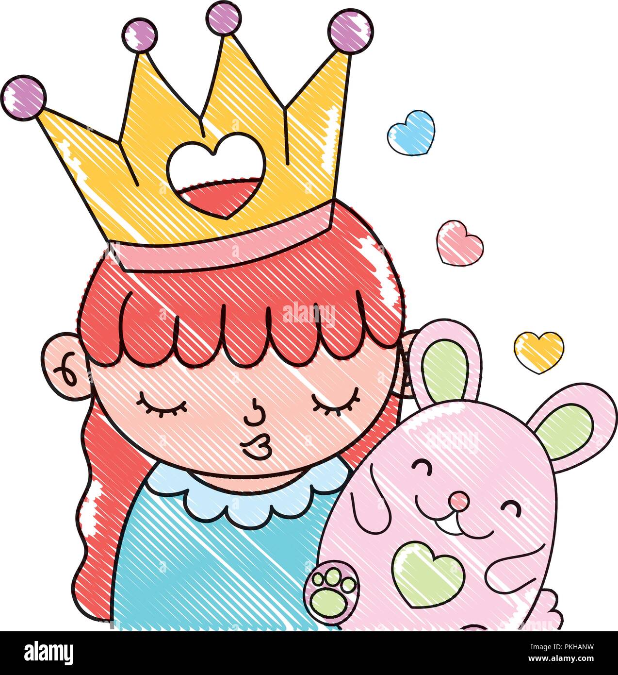 grated cute girl with crown and nice mouse Stock Vector Image & Art - Alamy