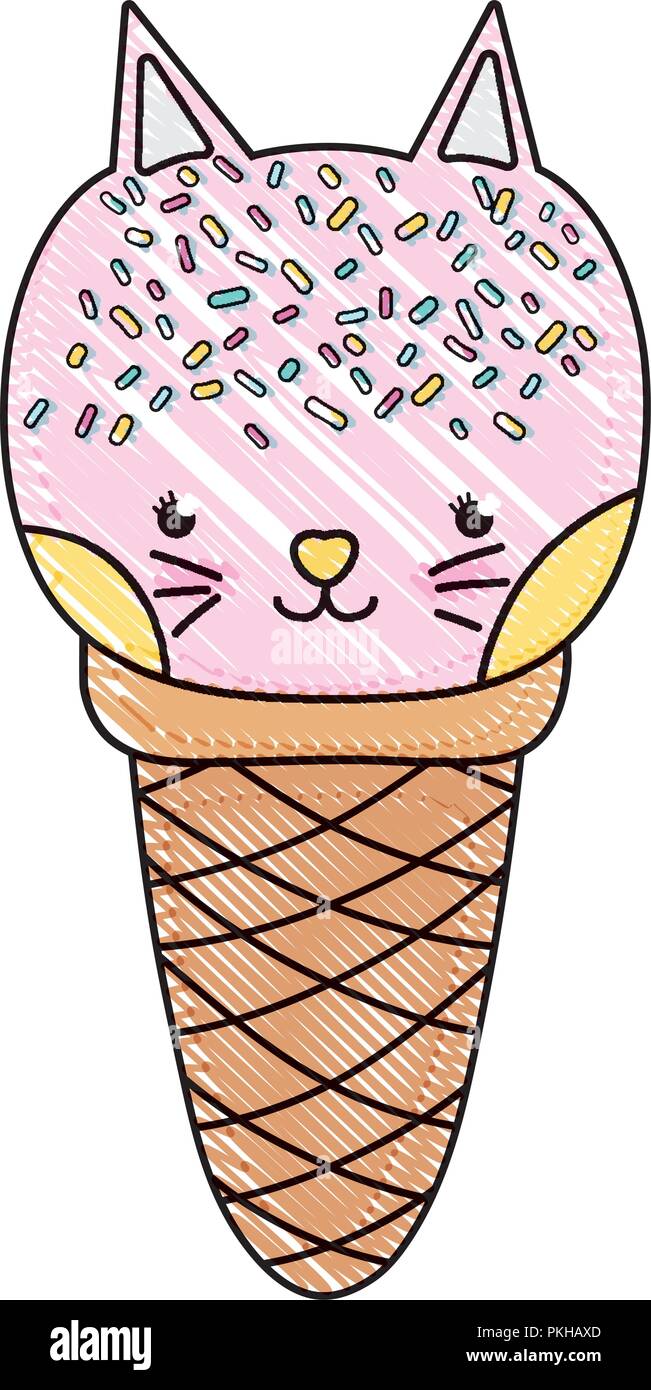 grated kawaii tasty cat ice cream Stock Vector Image & Art - Alamy