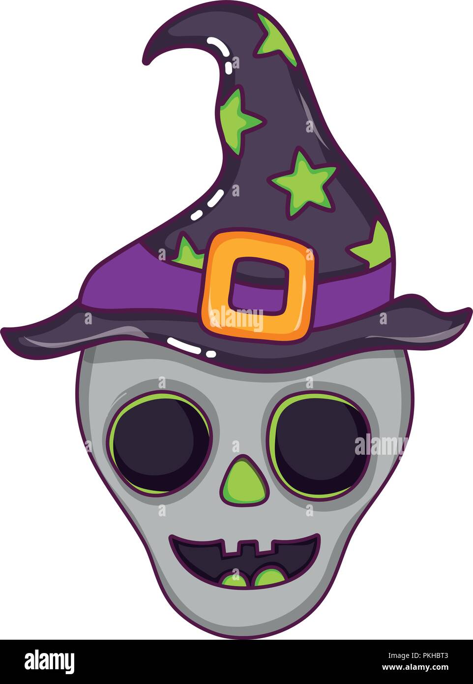 skull character with witch hat style Stock Vector Image & Art - Alamy