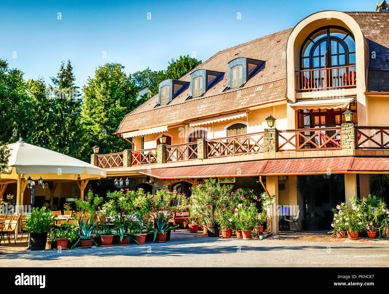 Hotel Adler on the north shore of Lake Balaton in Hungary Stock Photo