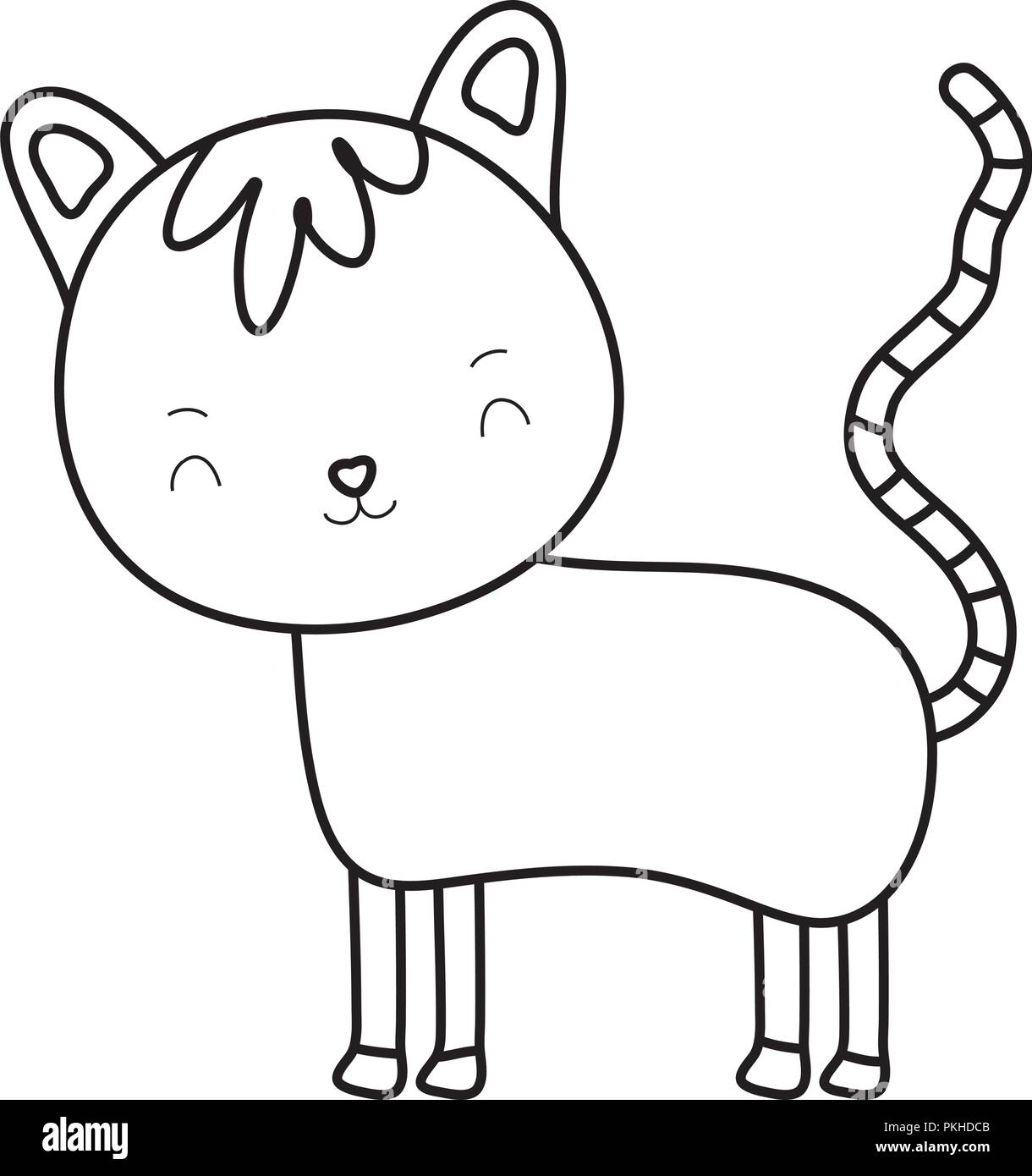 outline happy cat cute pet animal Stock Vector Image & Art - Alamy