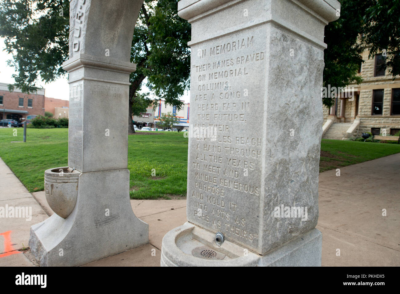 Confederate Soldiers Civil War Memorial statue in Denton, Texas. Statue is on list for activists who believe it represents racism. Stock Photo