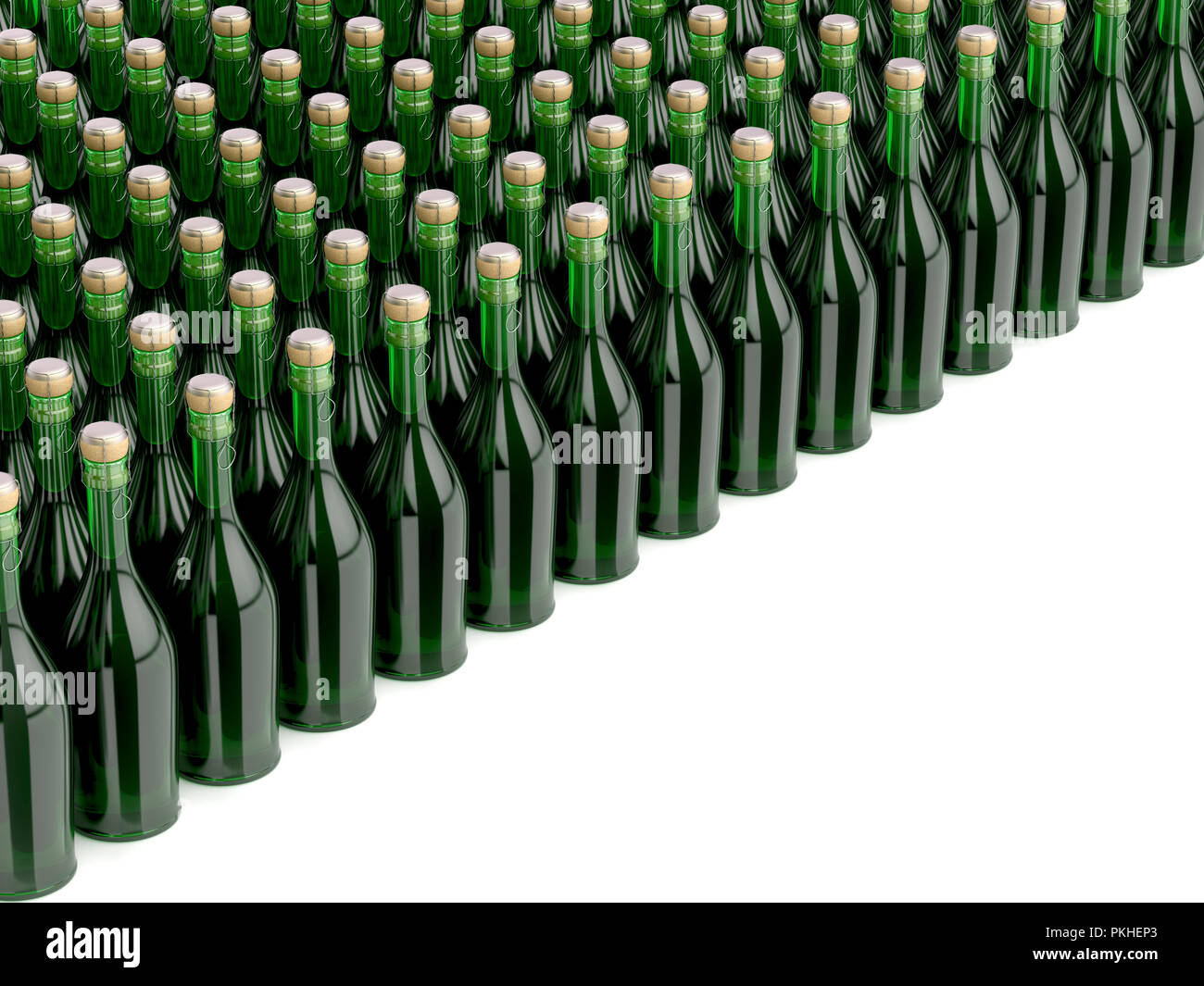 Multiple rows with champagne bottles Stock Photo