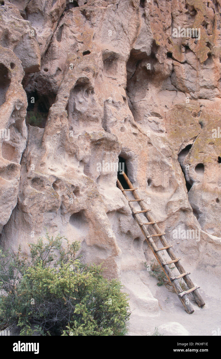 Prehistoric cliff-dwellings at Bandelier National Monument, New Mexico. Photograph Stock Photo