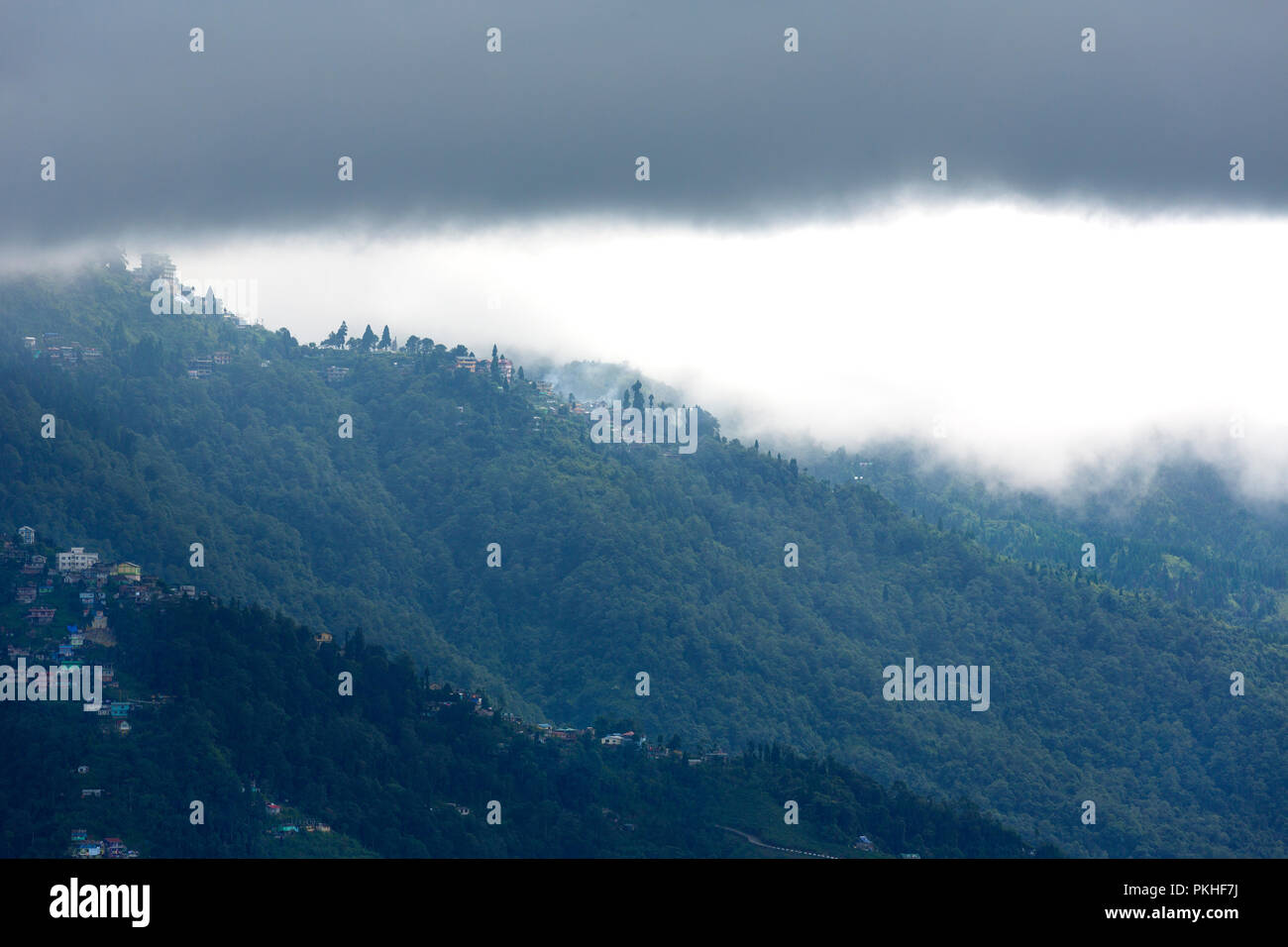 Darjeeling Himalaya during monsoon in West Bengal, India Stock Photo