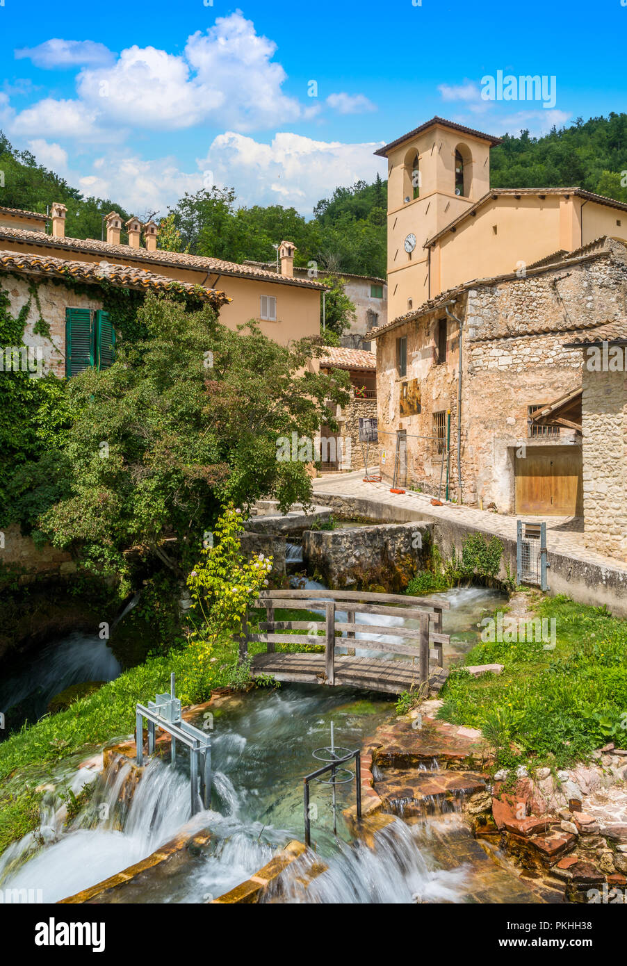 Idyllic sight in Rasiglia, small village near Foligno, province of Perugia. Umbria, Italy. Stock Photo