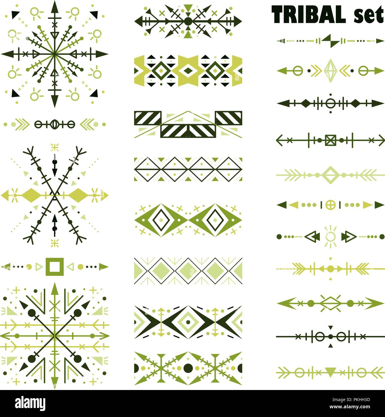 Vector set of design elements in tribal style. Brush set Stock Vector ...