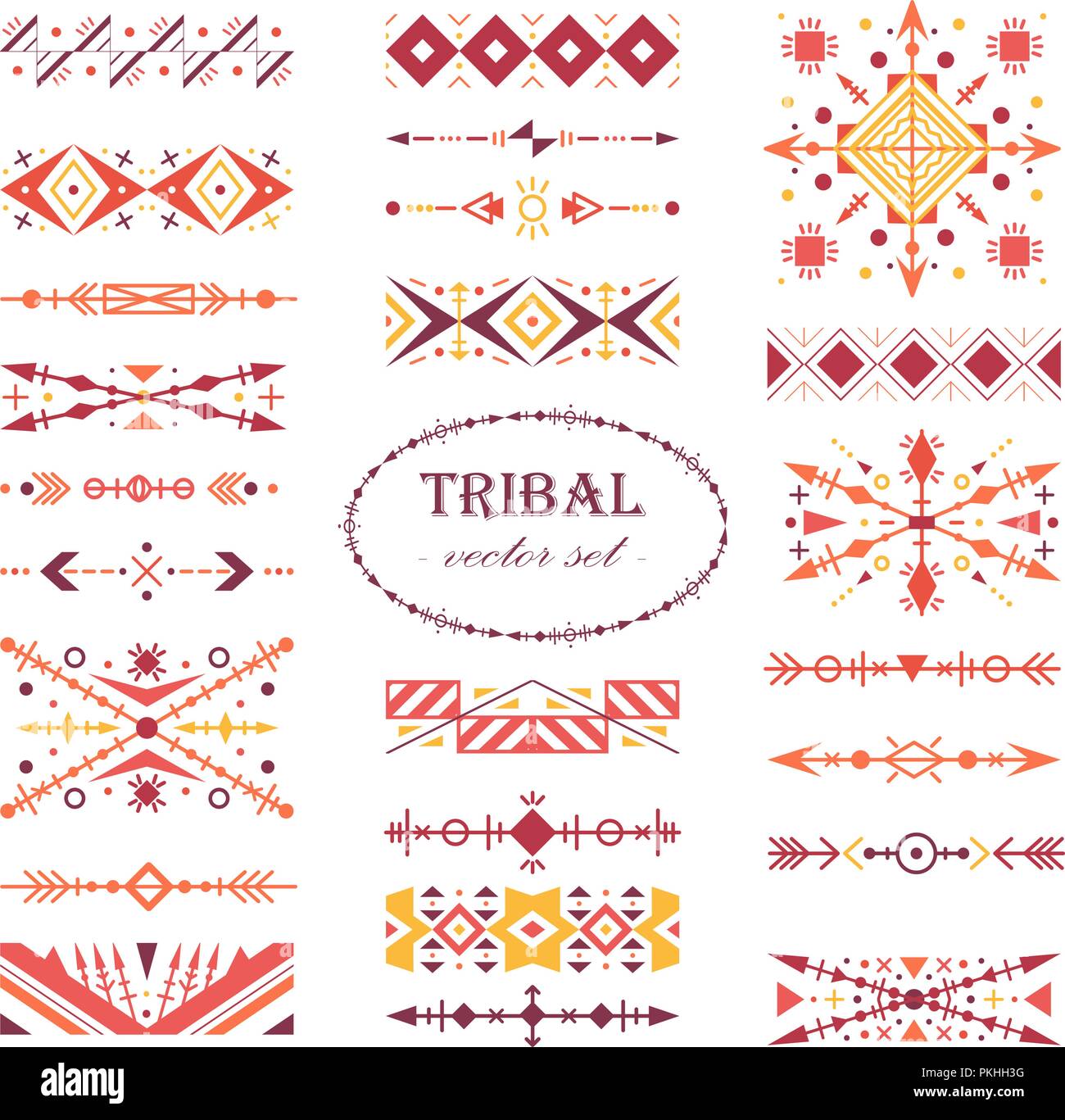 Vector set of design elements in tribal style. Brush set Stock Vector ...