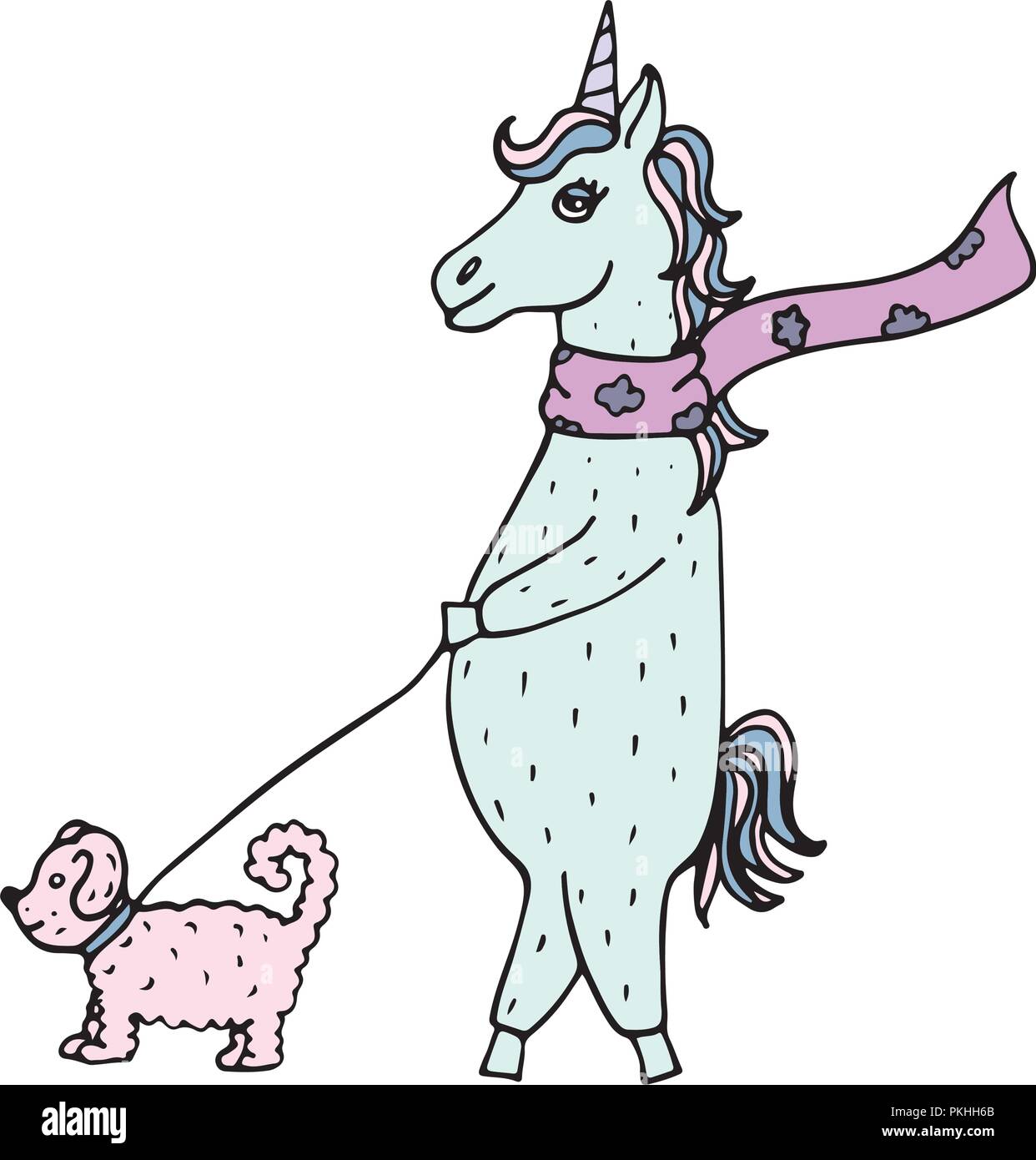 walking unicorn with lead