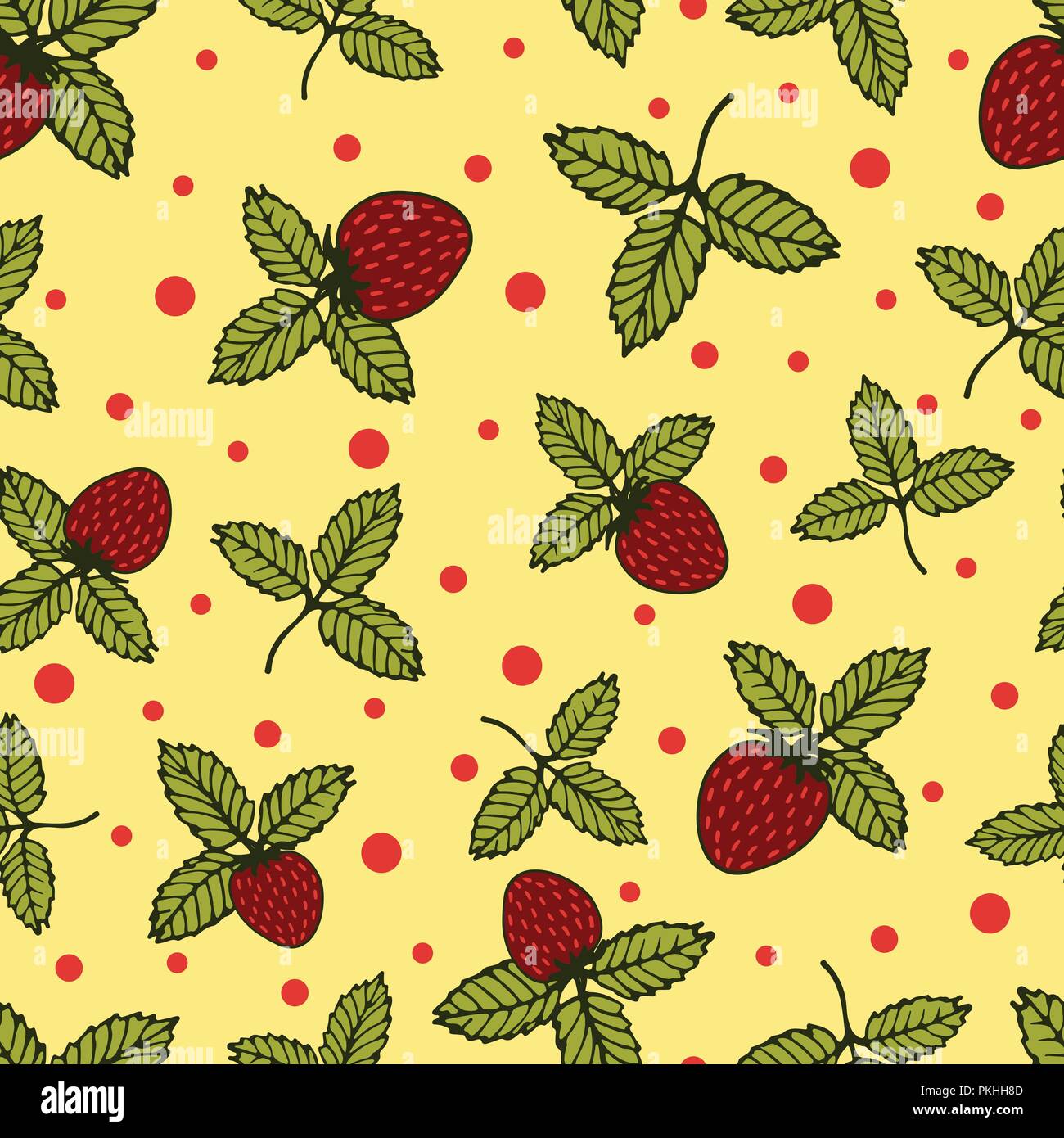 Gentle flower seamless pattern with wild strawberry. Stock Vector