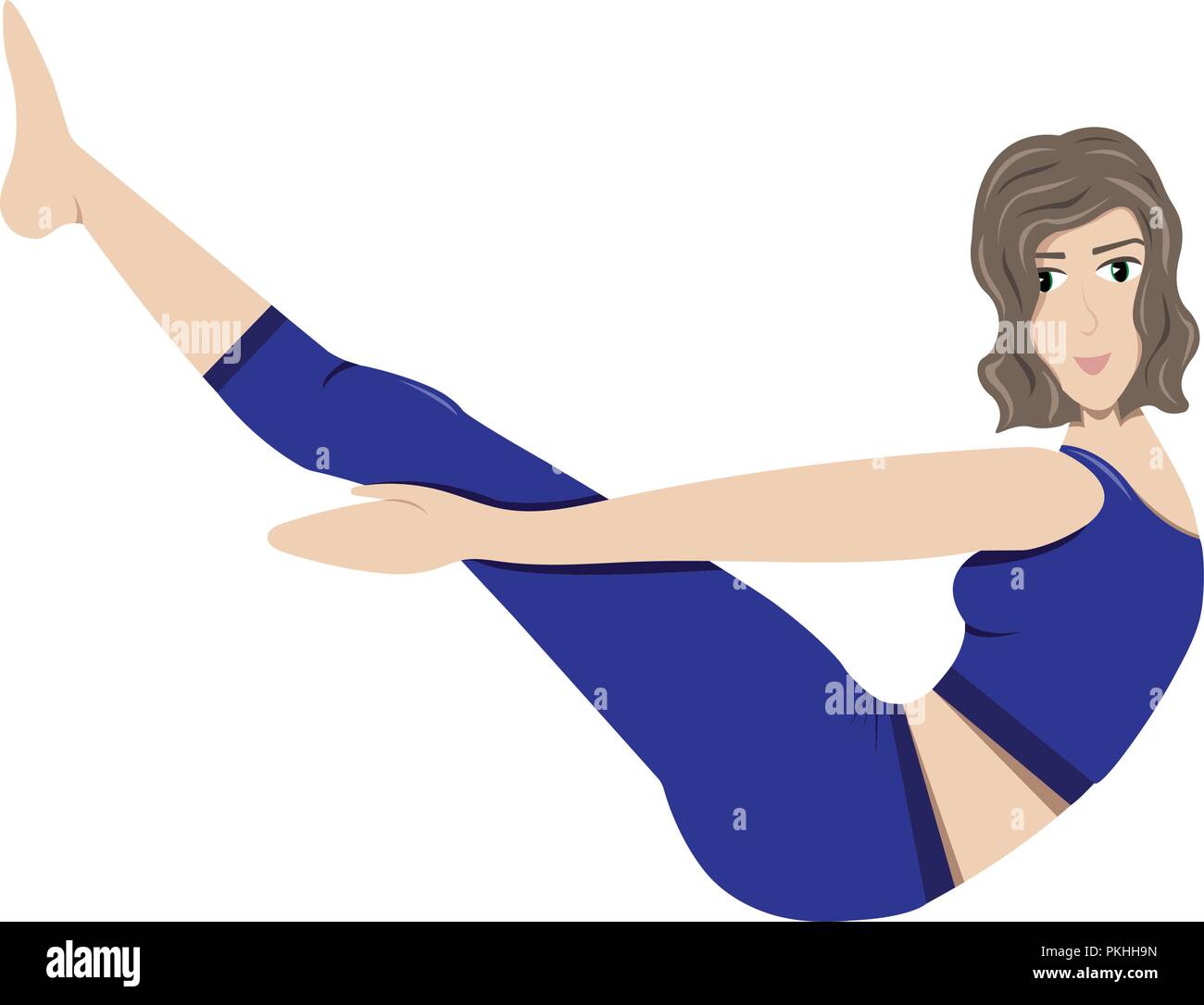 The girl practicing yoga. Navasana (Boat Pose Stock Vector Image & Art ...