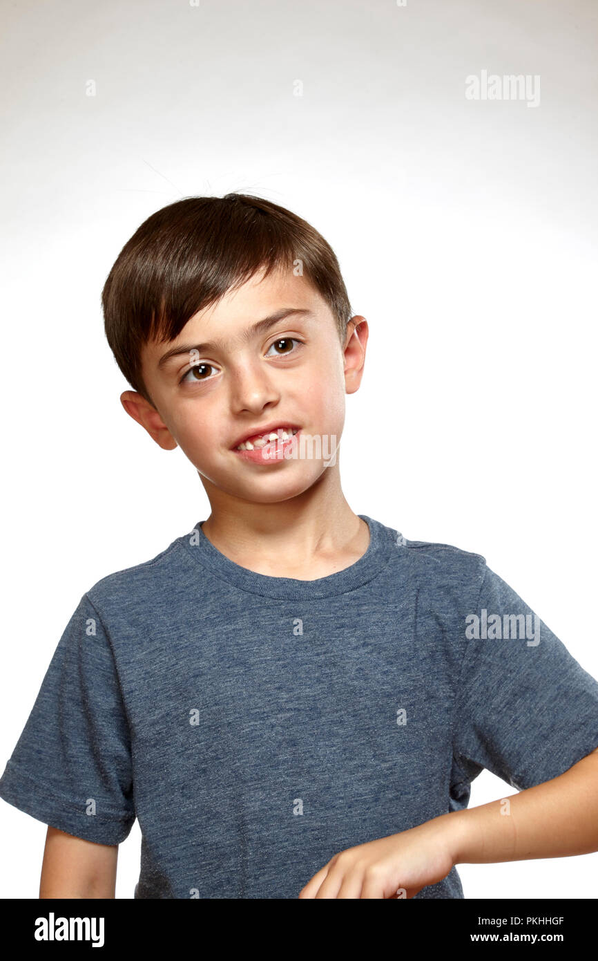 young boy with bad teeth Stock Photo