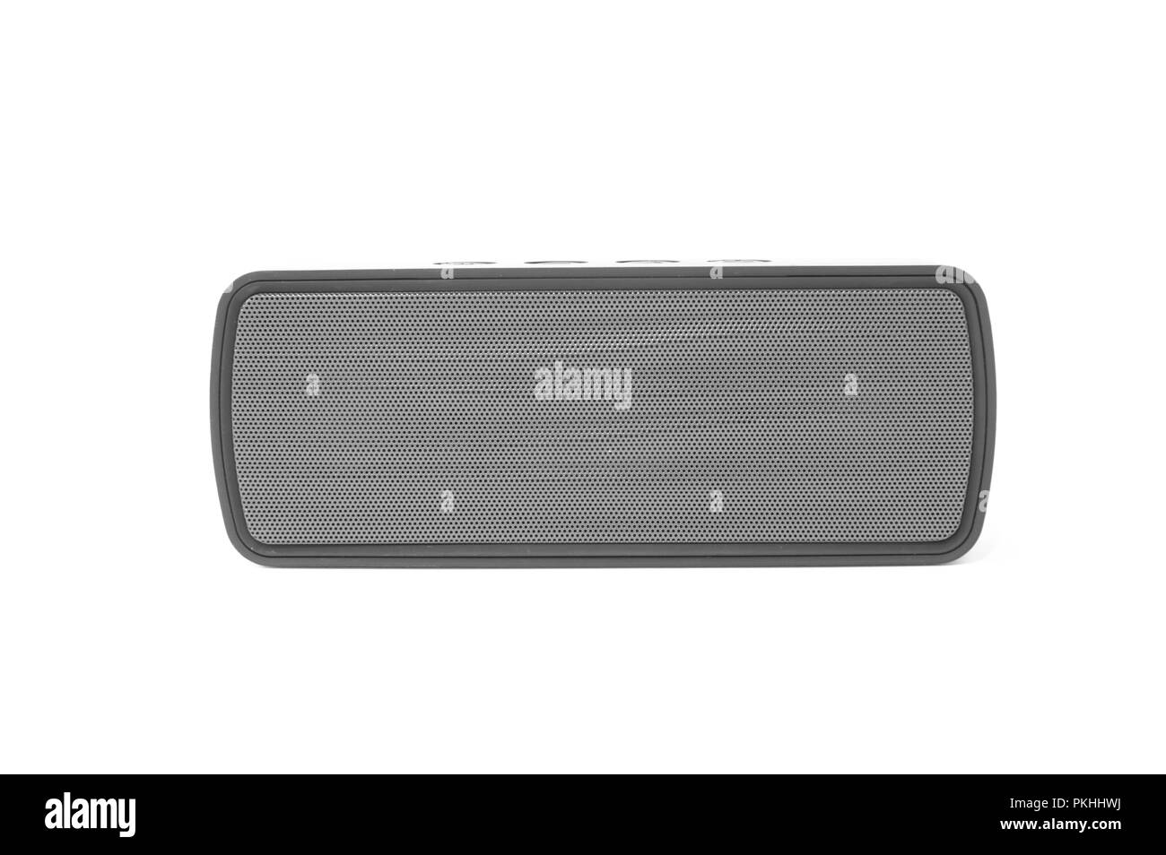 An isolated bluetooth speaker on a white background. Stock Photo