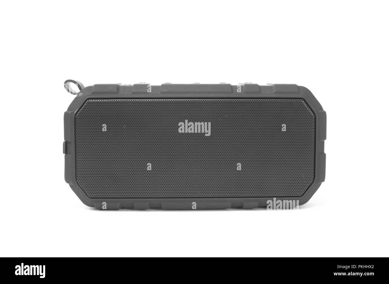 An isolated bluetooth speaker on a white background. Stock Photo