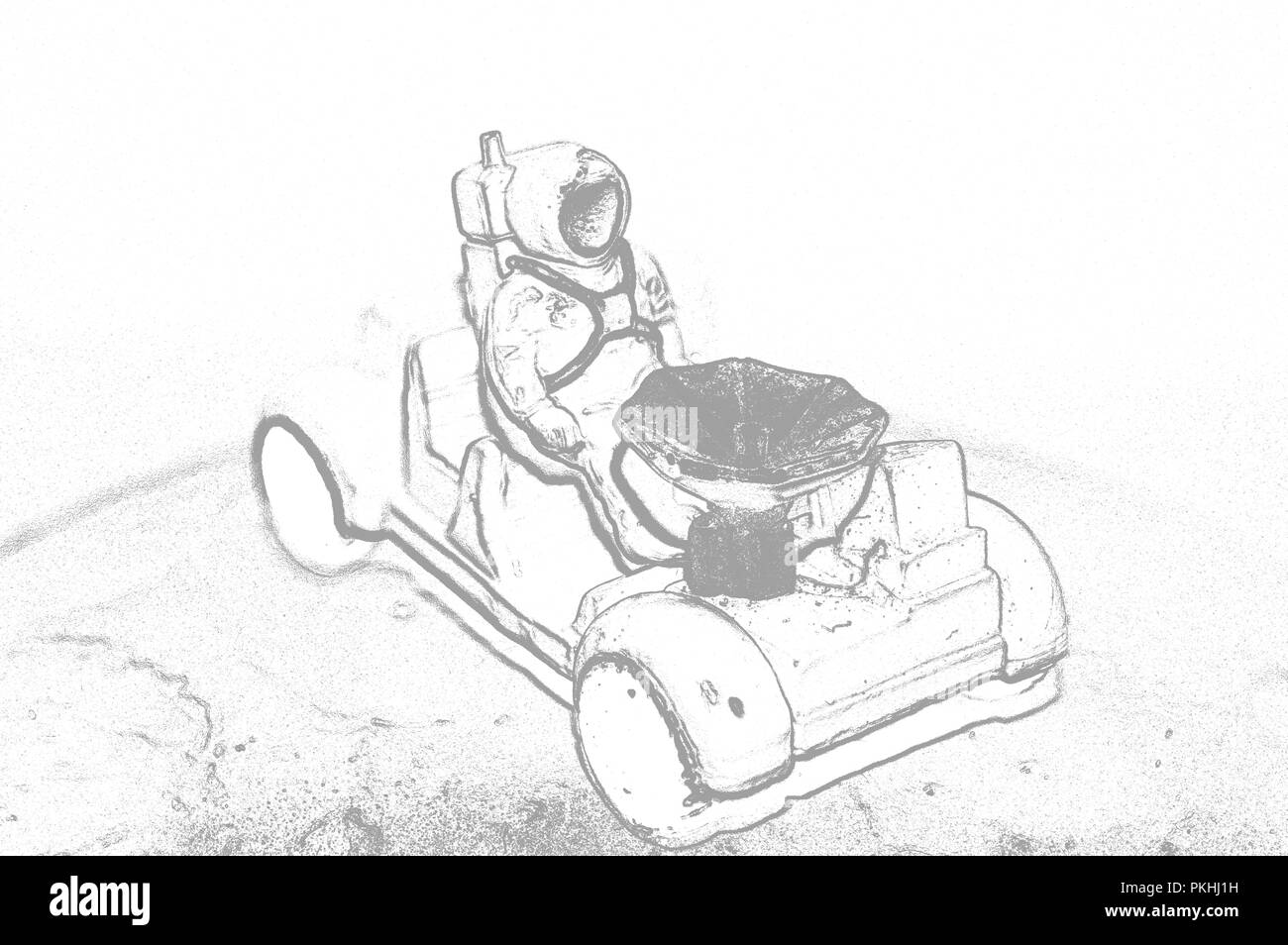 An astronaut on the moon rover on the moon. Illustration Stock Photo