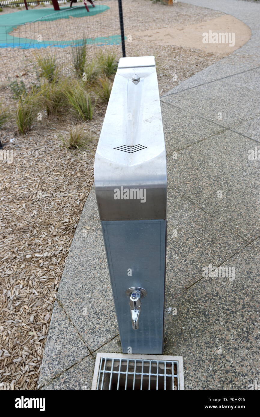 Stainless Steel water tap at a park in Melbourne Australia Stock Photo Alamy