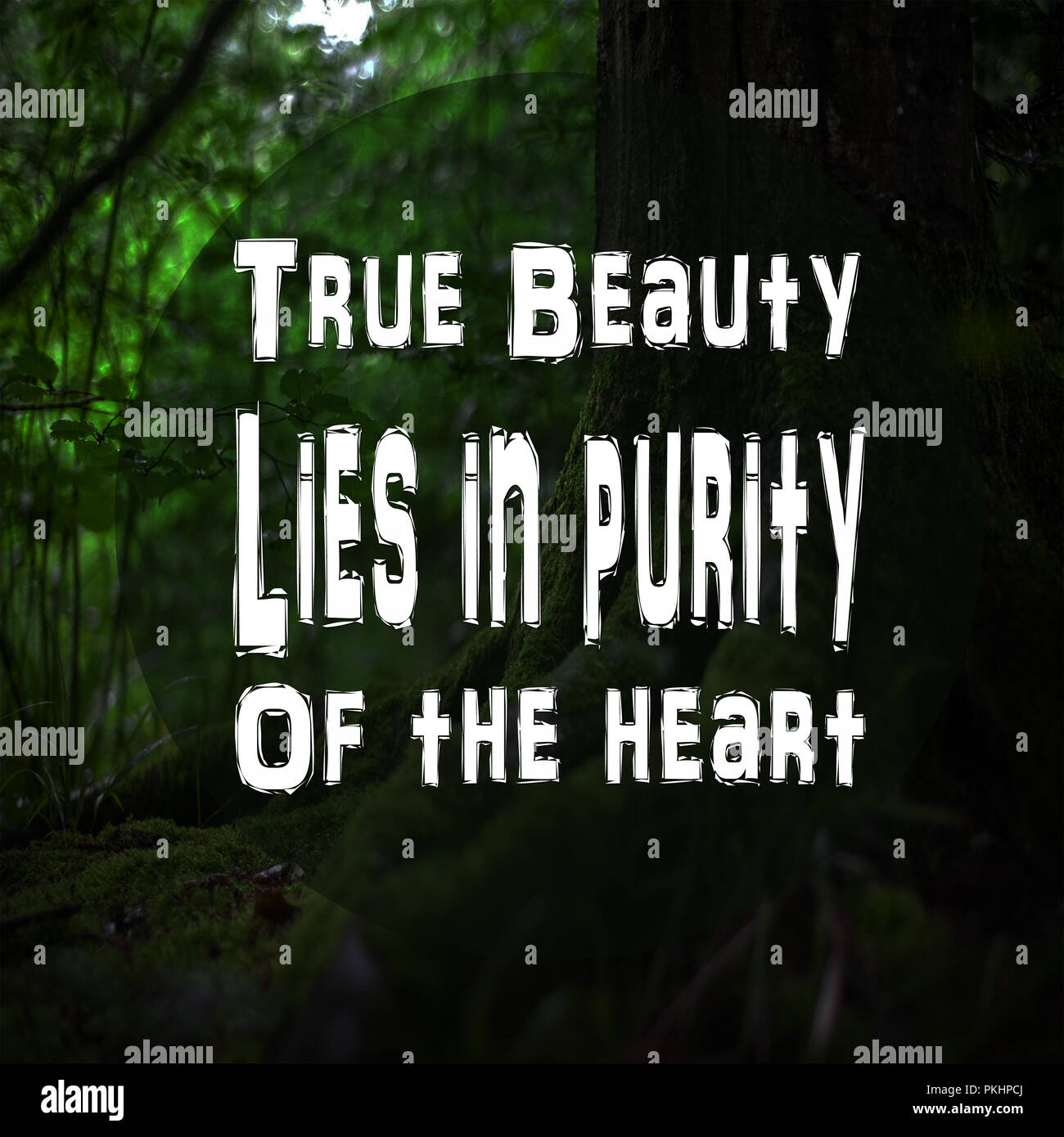 Inspirational Quotes True beauty lies in purity of the heart, positive, motivational Stock Photo