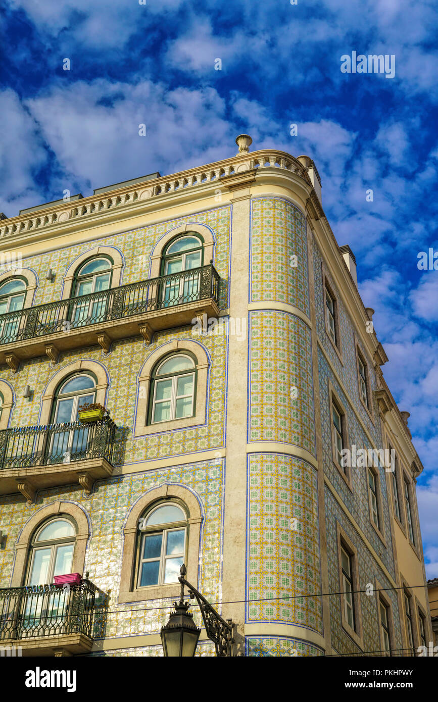Classic apartment building exterior facade in Lisbon, Portugal Stock Photo Alamy