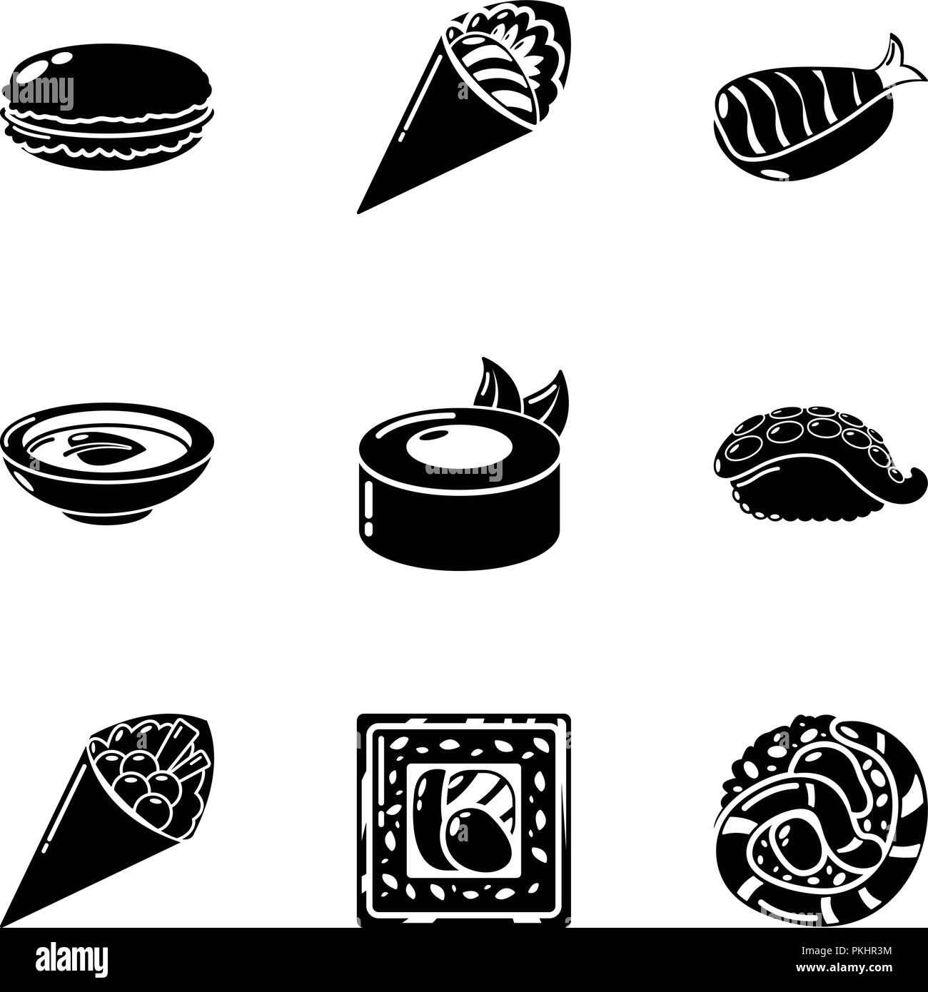 Fresh fish icons set, simple style Stock Vector