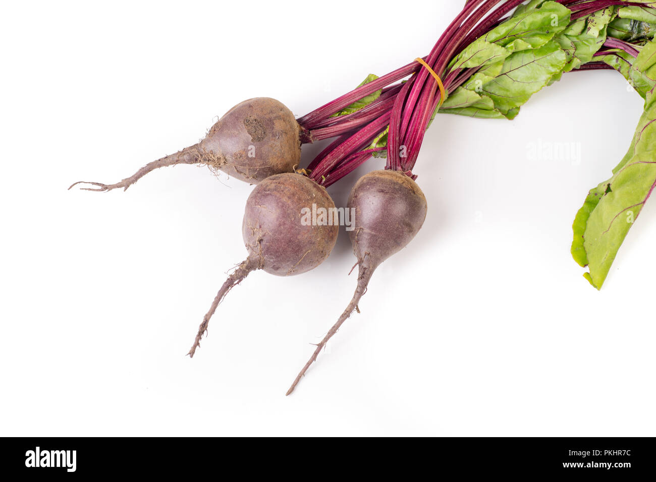 Bunch of organic beetroot isolated on white background Stock Photo