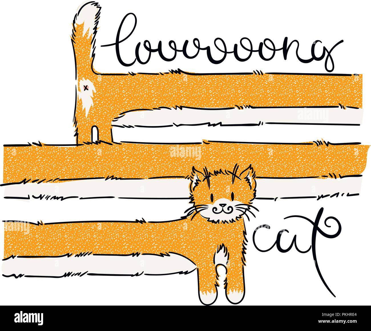 Cutest very long cat. Joke vector illustration for kids, prints, design