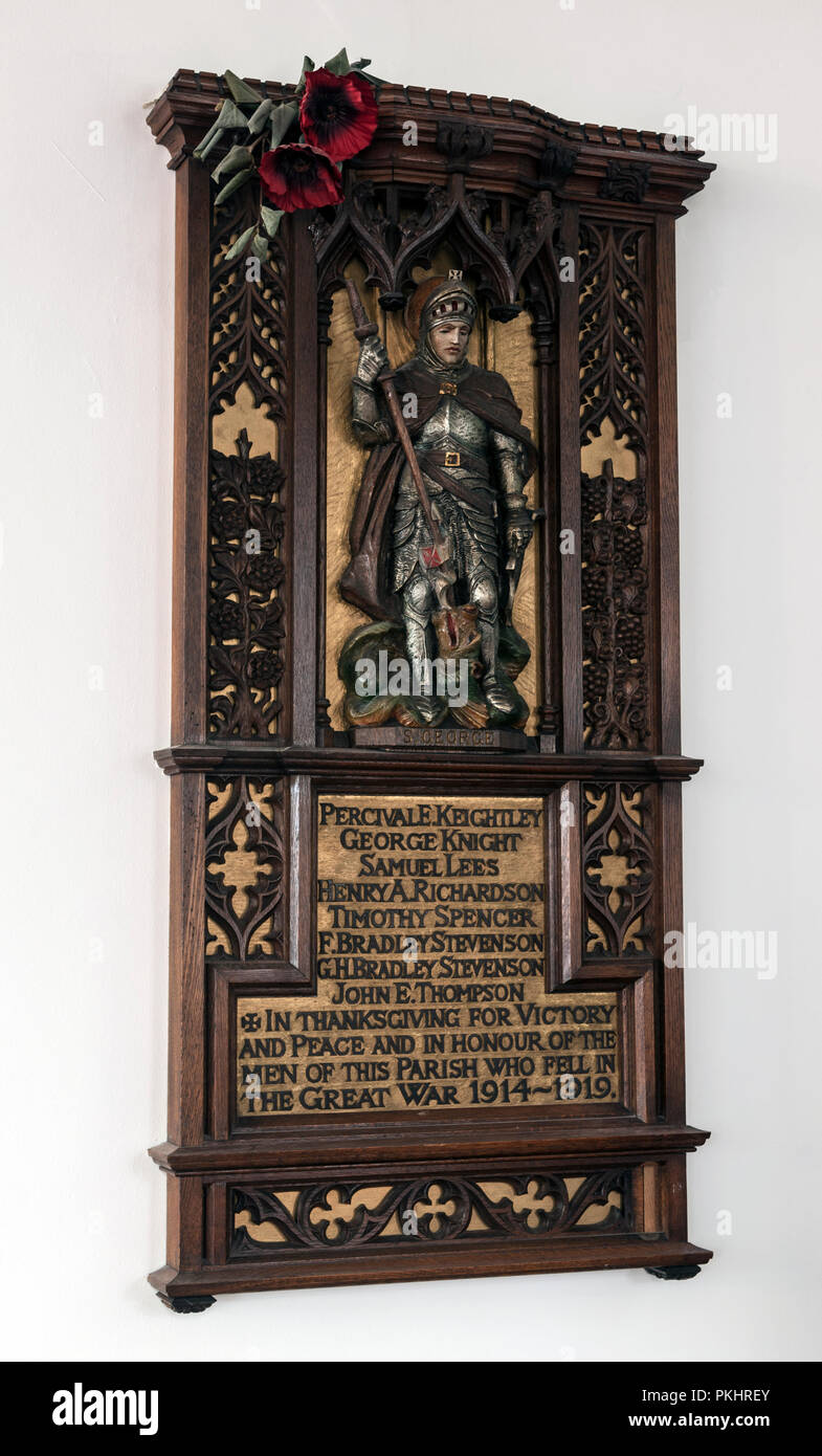 War memorial in All Saints Church, Thorpe Acre, Loughborough, Leicestershire, England, UK Stock Photo