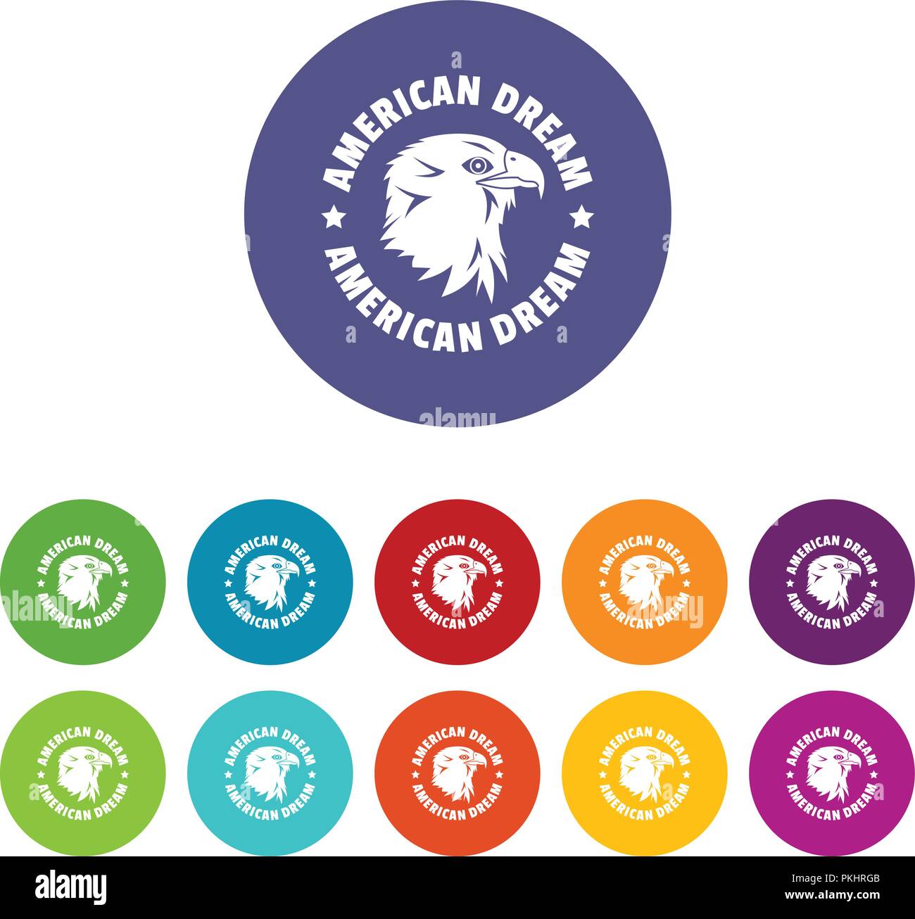 American dream eagle icons set vector color Stock Vector