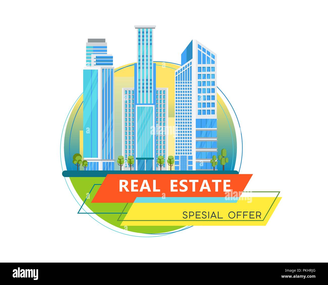 Skyscrapers modern city. Office buildings in the center of the metropolis. Stock Vector