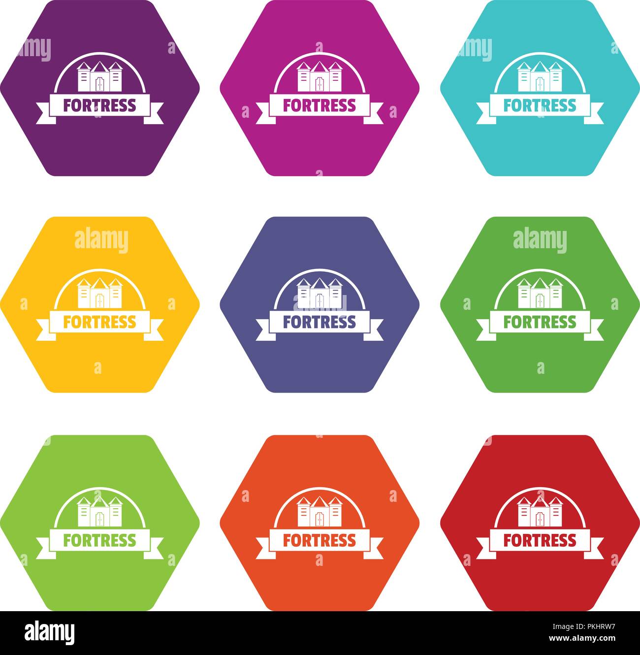 Emblem fortress icons set 9 vector Stock Vector Image & Art - Alamy